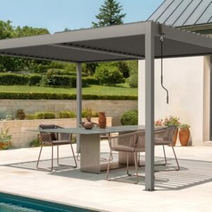 Pergola Aluminium 4x3m verstellbare Lamellen, Belüftung und Sonnenschutz, taupe Piana – Bild 7