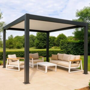 Motorgesteuerte Pergola 3x4 aus schwarzem und weißem Aluminium mit verstellbaren Lamellen – Bild 5