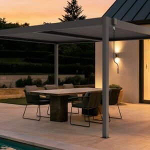 Pergola Aluminium 4x3m verstellbare Lamellen, Belüftung und Sonnenschutz, taupe Piana – Bild 4