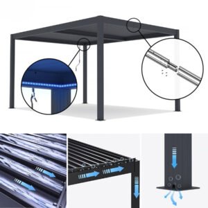 Bioklimatische Pergola mit LED "windsor" aus Aluminium 3 x 4 - grau – Bild 4