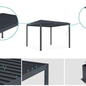 Piana 3x2,5m freistehende bioklimatische Pergola aus grauem Aluminium – Bild 3