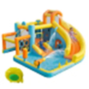 Aufblasbarer Wasserpark für Kinder: Burg, Rutsche und Schwimmbad. Inklusive Gebläse, Maße 405 × 416 × 218 cm, ideal zum Beispiel – Bild 12