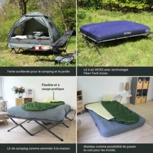 Erhöhtes Campingbett mit Kuppelzelt und Luftmatratze inkl. Pumpe, Taft, Grün, 193 x 136 x 178 cm für Outdoor-Abenteuer – Bild 8