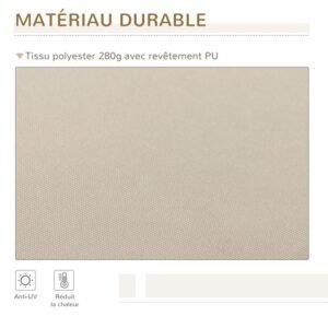 Markise - Outsunny - Manuell einziehbar 395x245 cm Terrasse Kurbel UV-beständig - Aluminium - 395x245 cm - Beige – Bild 6