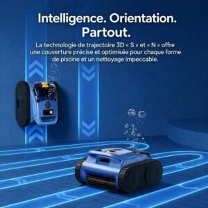 Akku-Poolroboter - Boden, Wände und Wasserlinie - 180 Min & 200m² Laufzeit - Doppelte ultrafeine Filtration - Auto-Parking – Bild 6