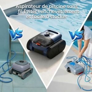 Akku-Poolroboter - Wände und Wasserlinie - 180 Min & 200m² Laufzeit - Doppelte ultrafeine Filtration - 3L Korb – Bild 4