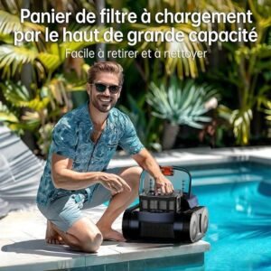 Akku-Poolroboter - Wände und Wasserlinie - 180 Min & 200m² Laufzeit - Doppelte ultrafeine Filtration - 3L Korb – Bild 6