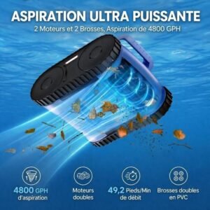 Akku-Poolroboter - Boden, Wände und Wasserlinie - 180 Min & 200m² Laufzeit - Doppelte ultrafeine Filtration - Auto-Parking – Bild 3