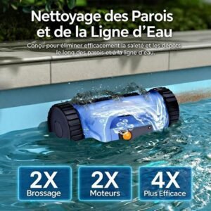 Akku-Poolroboter - Boden, Wände und Wasserlinie - 180 Min & 200m² Laufzeit - Doppelte ultrafeine Filtration - Auto-Parking – Bild 4