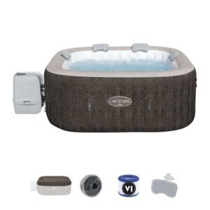 BESTWAY Lay-Z-Spa Cabo Aufblasbarer Whirlpool Quadratisch 4-6 Personen - 180x180x71 cm - Geflochtener Rattan-Look – Bild 4