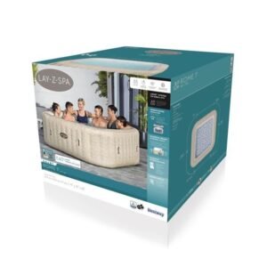 BESTWAY Lay-Z-Spa Rome Aufblasbarer Whirlpool - 180 Airjets - 201 x 201 x 71 cm - 5-7 Personen - Quadratisch - Sand – Bild 9