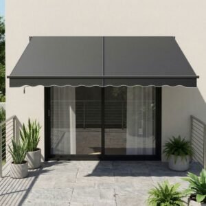 Verstellbare Markise mit Kurbel, UPF 50+, Aluminiumlegierung, 300 x 250 cm, Grau – Bild 3