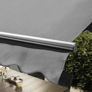Doppelpultmarkise mit Vollkassette 3 x 4 m aus Aluminium Anthrazitgrau - Oviala – Bild 5