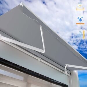 Toboli Einziehbare manuelle Markise - 3 x 2,5 m - Anthrazit - Wandmontage - Sonnenschutz Vordach für Terrasse – Bild 3