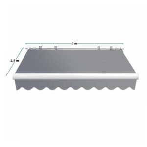 Toboli Einziehbare manuelle Markise - 3 x 2,5 m - Anthrazit - Wandmontage - Sonnenschutz Vordach für Terrasse – Bild 4